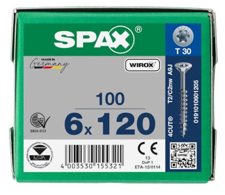 SPAX vis TX WIROX - 6x120 (boite 100 pces)
