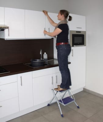 Escabelle handy - 2 marches extra larges - Gris/bleu