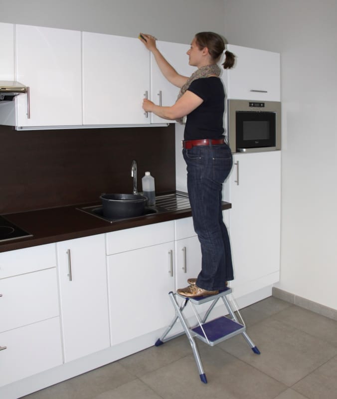 Escabelle handy - 2 marches extra larges - Gris/bleu