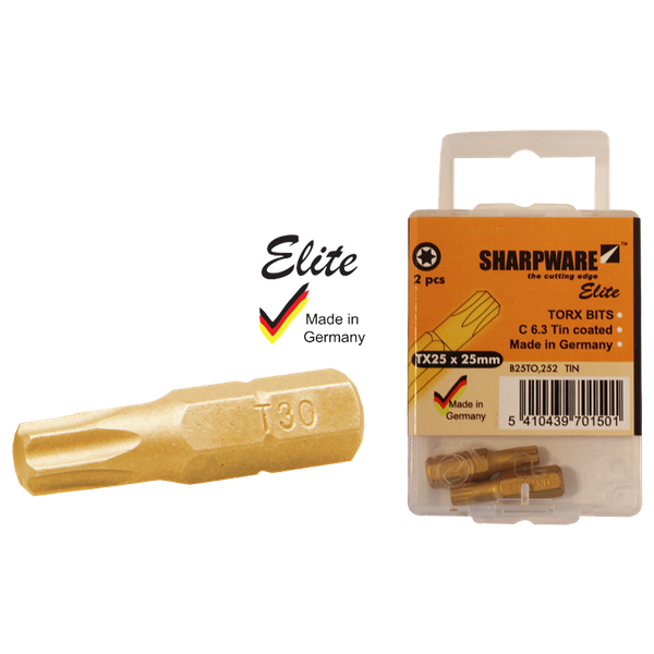 Bits Elite 25 mm 1/4" C6.3 TX 25 Tin 2 Pcs