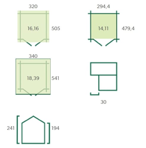 Carport classic épicéa 28 mm x 320 x 505 cm + 30 cm traité vert