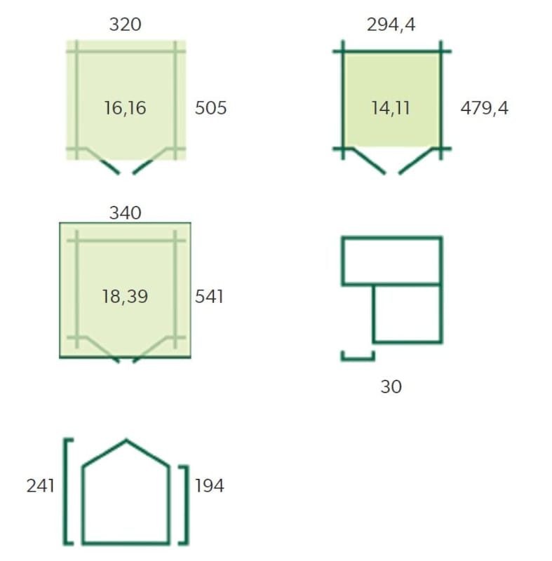 Carport classic épicéa 28 mm x 320 x 505 cm + 30 cm traité vert