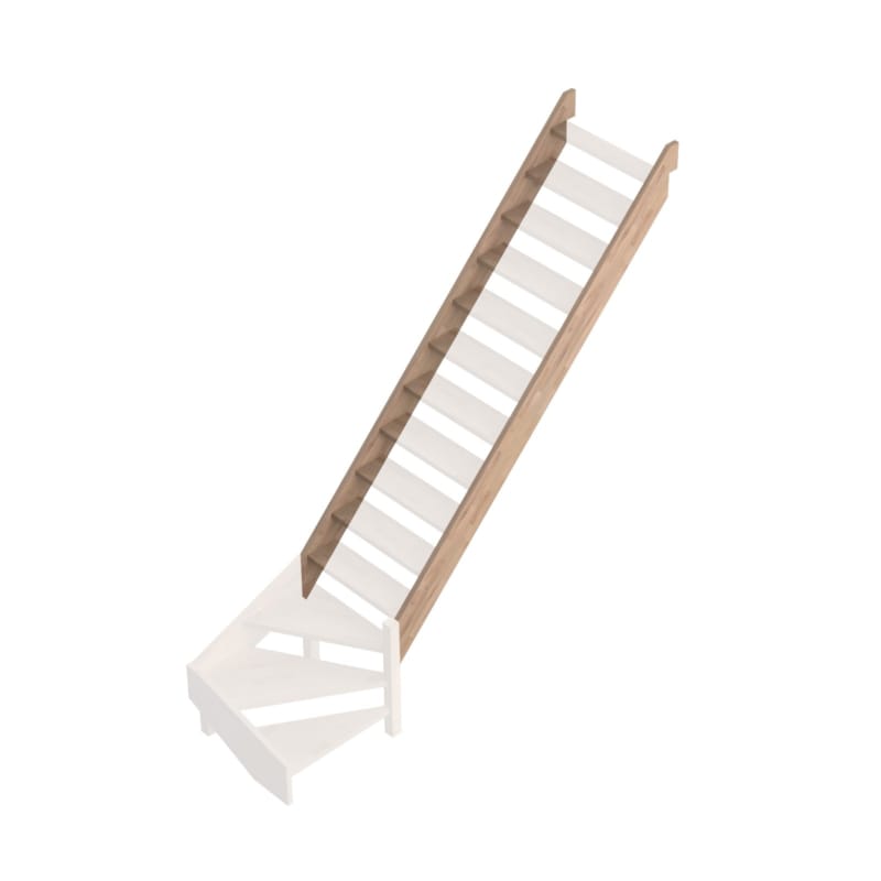 Provence - Chêne 2 limons pour 1/4 tournant bas