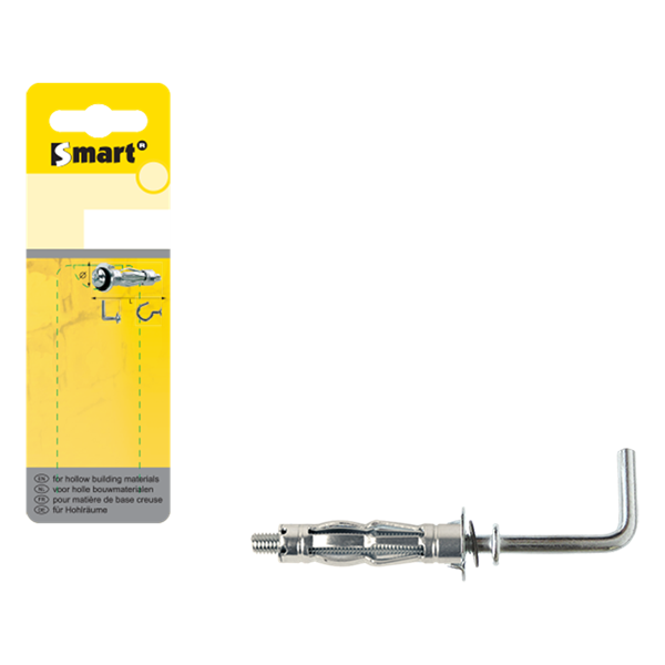 Chevilles Métalliques Corps Creux + Crochet-L M4x38 Zn 5 Pces