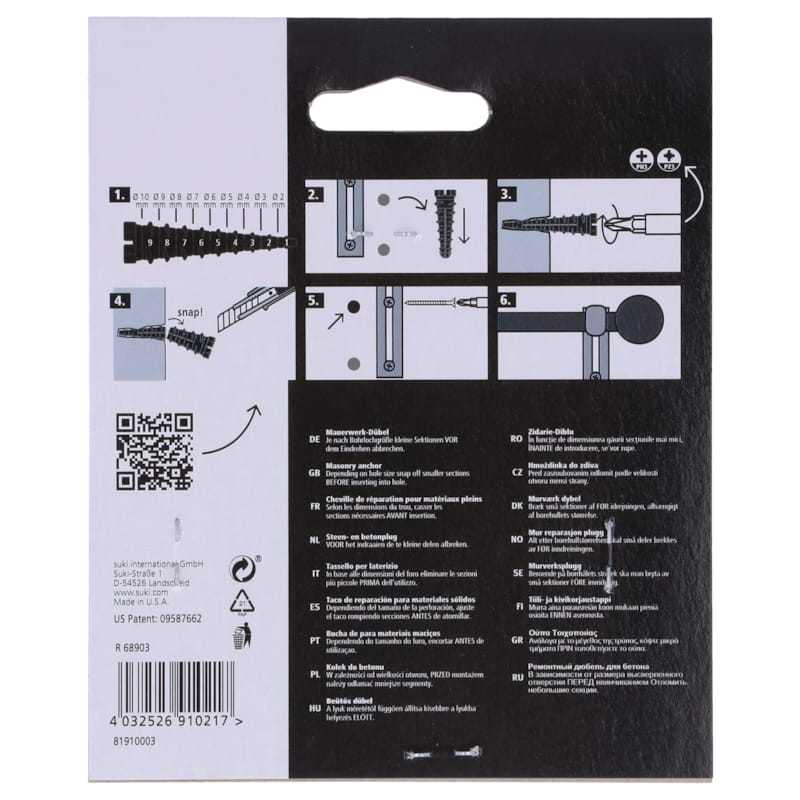 Suki cheville réparation pierre - Ø 2 - 10 x 53 mm - 4 pces