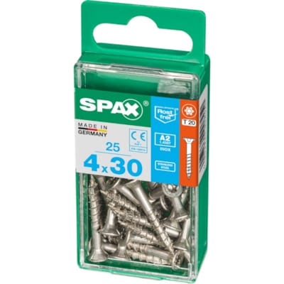 SPAX vis T-STAR+ A2 inox - 4x30 S (boite 25 pces)
