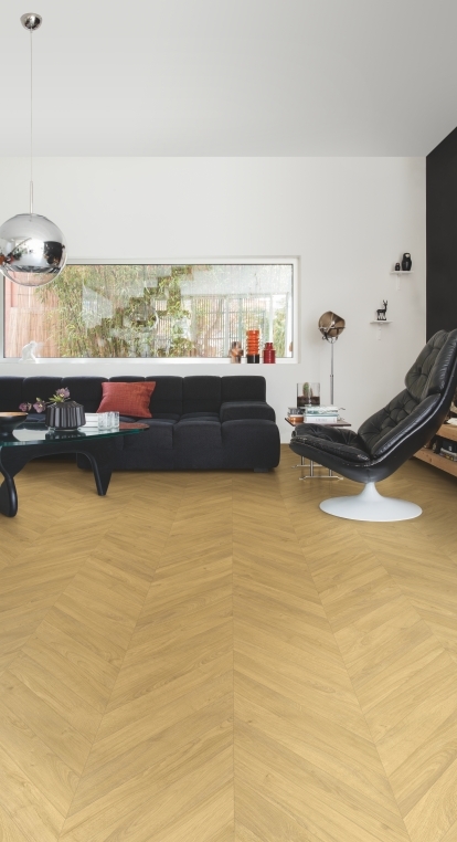 Parquet stratifié Quick-Step Impressive Patterns - Chevron chêne naturel 4161 - 8 x 396 x