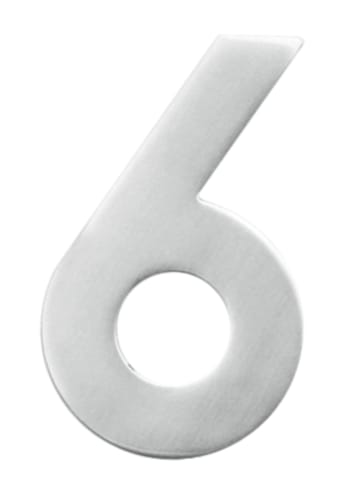 Chiffre 6 plat en inox pour façade