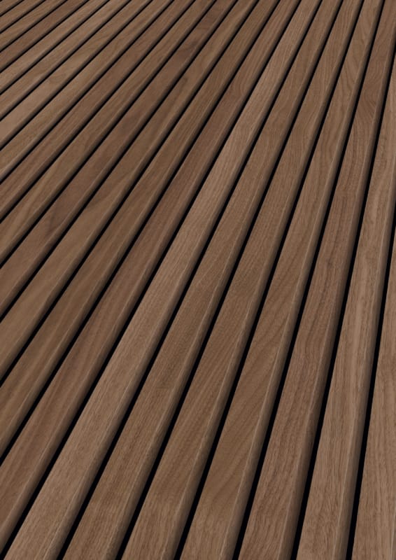 Lambris acoustique Ter Hürne SilentDesign noyer 1 face + 2 côtés - 21 x 520 x 3000 mm