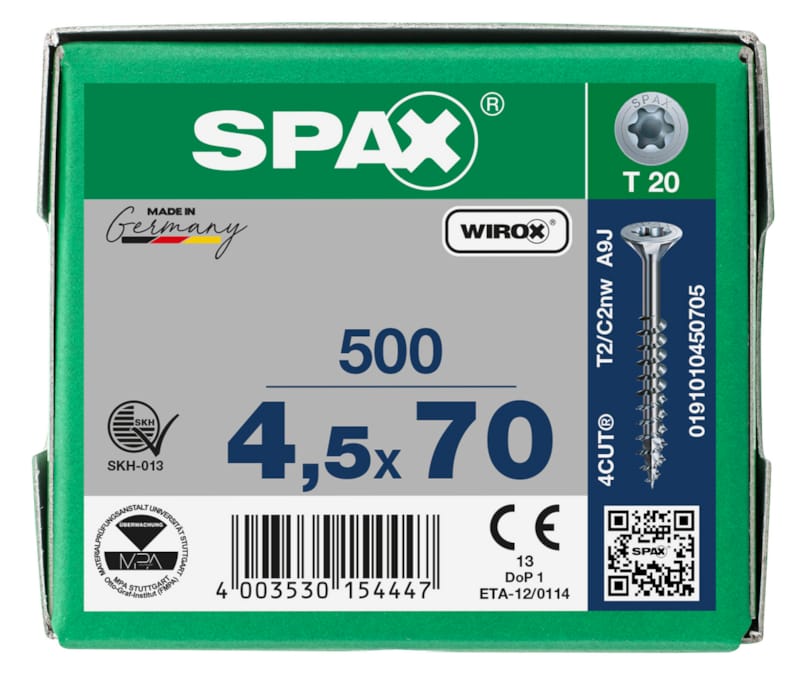 SPAX vis TX WIROX - 4,5x70 (boite 500 pces)