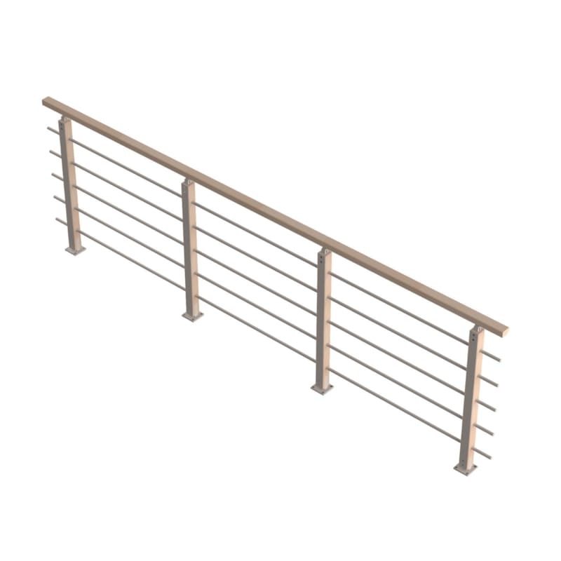 Bretagne - Garde-corps étage "H" Hêtre/alu 320cm