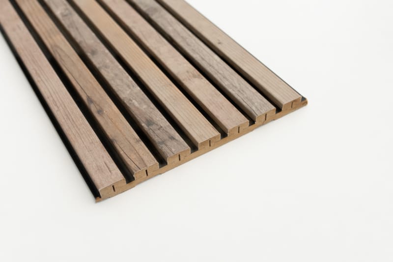 Panneau mural Maestro Latt Matte Black avec 7 lattes Rustic Wood - 20 x 300 x 2770 mm