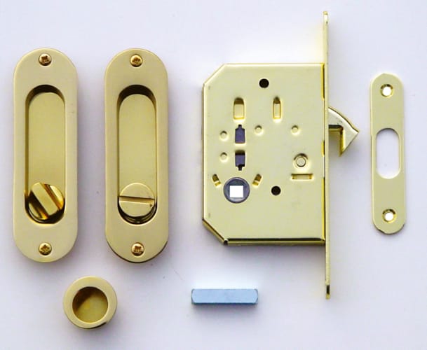 Cuvette porte coulissante Laiton + serrure