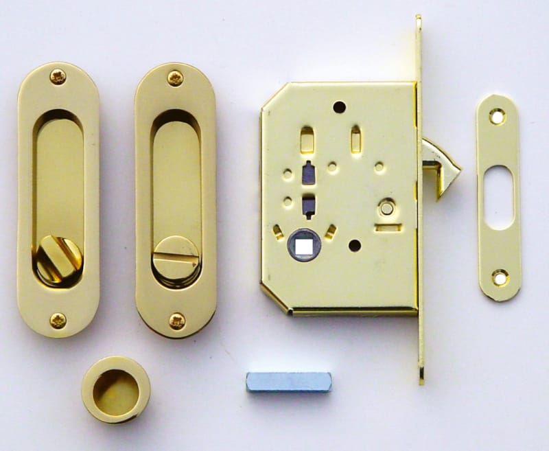 Cuvette porte coulissante Laiton + serrure