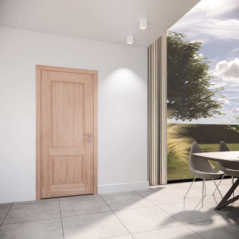 Porte plaquée chêne - Modèle 07 - 2 panneaux droits massifs - 211,5 x 83 cm