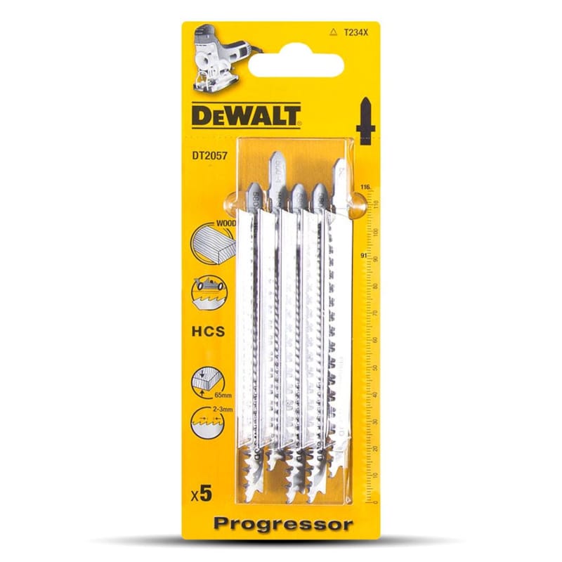 Stanley 5 Lames de Scie HCS "Progressor" Pour Bois, Multiplex, Agglomérés jusqu'à 65 mm