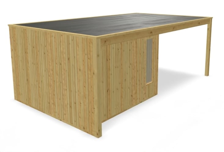 Chalet Cubo vertical avec terrasse couverte - 3,63 x 6,24