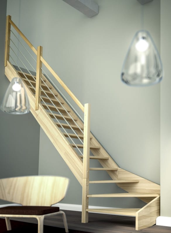 Nevada hêtre - Escalier 1/4 tournant gauche