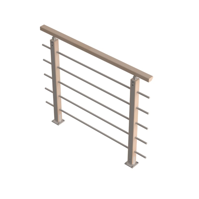 Bretagne - Garde-corps étage "H" Hêtre/alu 120cm