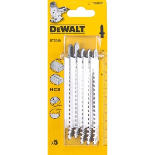 Stanley 5 Lames de Scie HCS pour Bois, Agglomérés, Laminés jusqu'à 65 mm