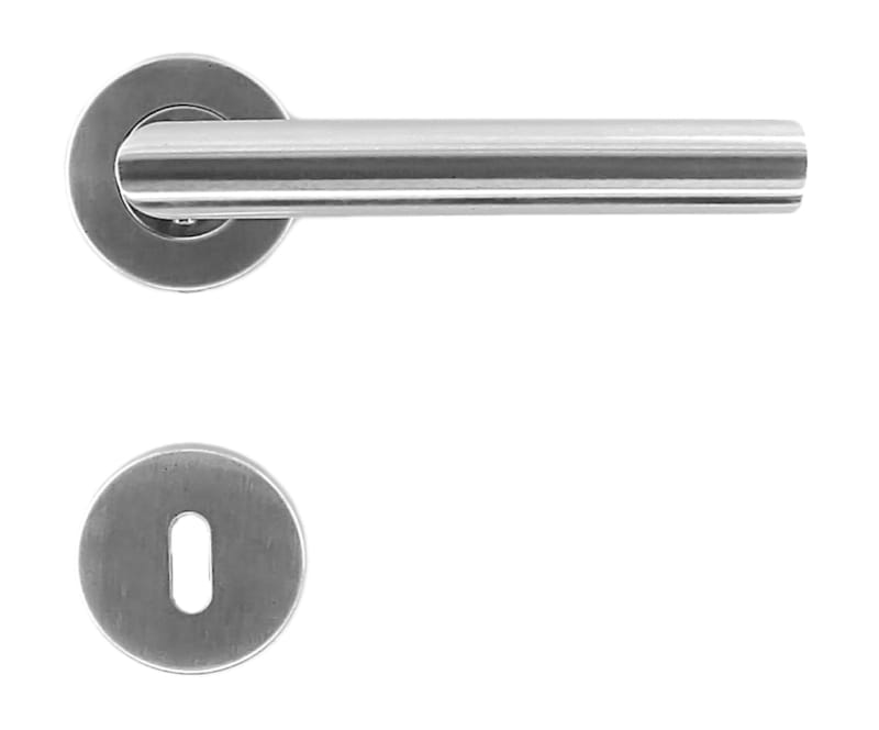 Poignée de porte rocker - Inox - Rosace et entrée de clé - 19 mm