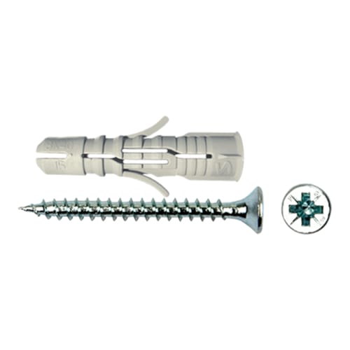 Cheville SMART nylon gris + vis TF Ø6 x 80 (boite 25 pces)