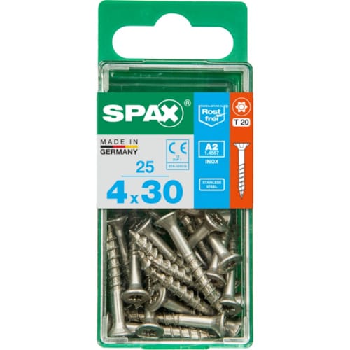 SPAX vis T-STAR+ A2 inox - 4x30 S (boite 25 pces)