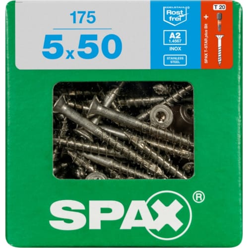 SPAX vis T-STAR+ A2 inox - 5x50 XL (bte 175 pces)