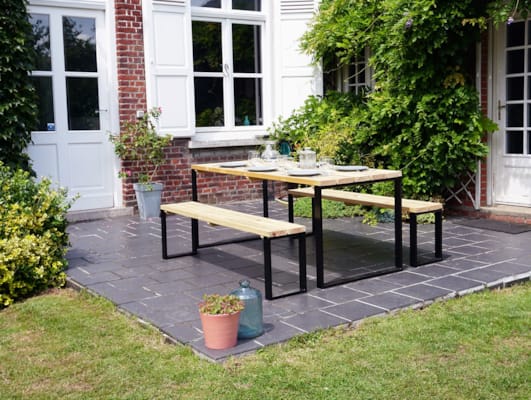 Cerland table de jardin avec bancs Blakea - 180 x 77 x 74 cm