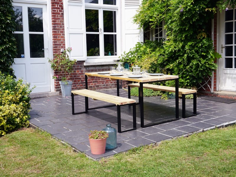 Cerland table de jardin avec bancs Blakea - 180 x 77 x 74 cm