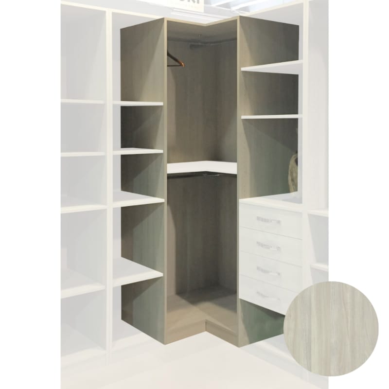 MOKI ESPACE meuble orme argenté d'angle 2200 x 900 x 900 x 570 mm composé de 2 colis a & b