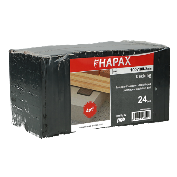 Tampons d’isolation Hapax EPDM 100 x 100 x 8mm | 24 pcs