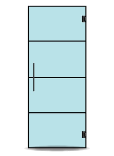 Thys porte Thytan - Va-et-vient - Verre clair - Contour noir - 215 x 83 cm + kit