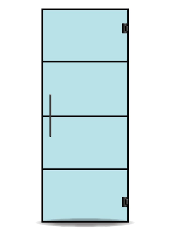 Thys porte Thytan - Va-et-vient - Verre clair - Contour noir - 215 x 83 cm + kit