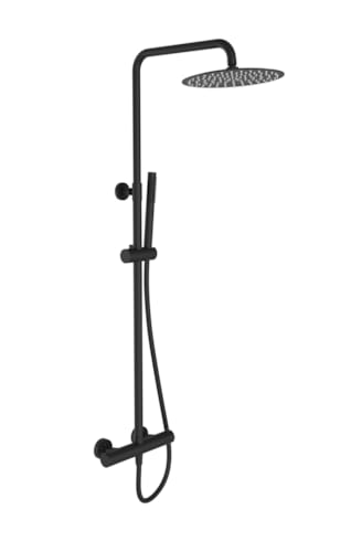 Colonne de douche Bormio noire - Mitigeur thermostatique Vernet - Avec douchette