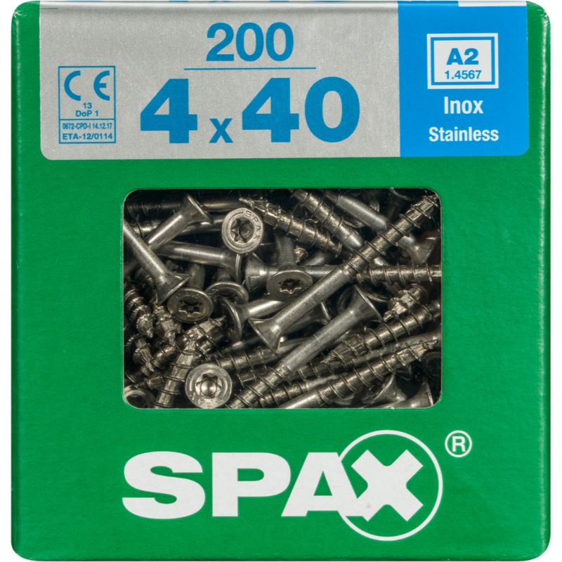 SPAX vis T-STAR+ A2 inox - 4x40 XL (bte 200 pces)