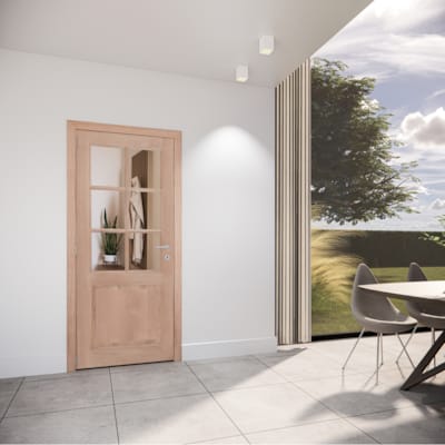 Porte plaquée chêne - Modèle 09 - 6 carreaux droits clair - 211,5 x 73 cm