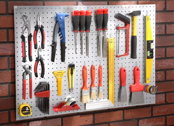 Panneau perforé acier 2pc - 60x45cm + 41 crochets