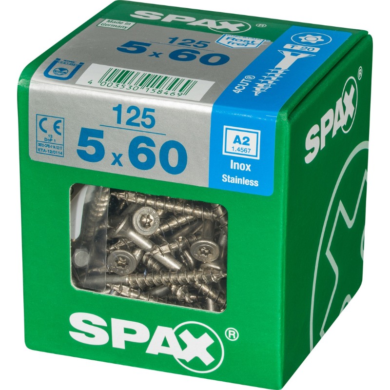 SPAX vis T-STAR+ A2 inox - 5x60 XL (bte 125 pces)