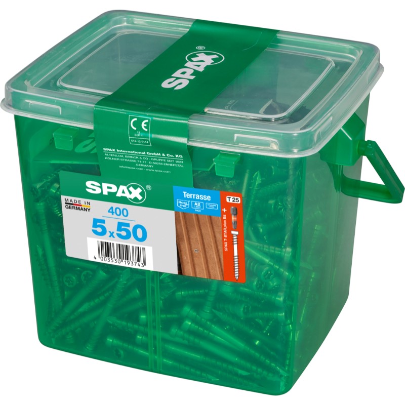 SPAX vis terrasse inox A2 - 5x50 HKB grande (bte 400 pces)