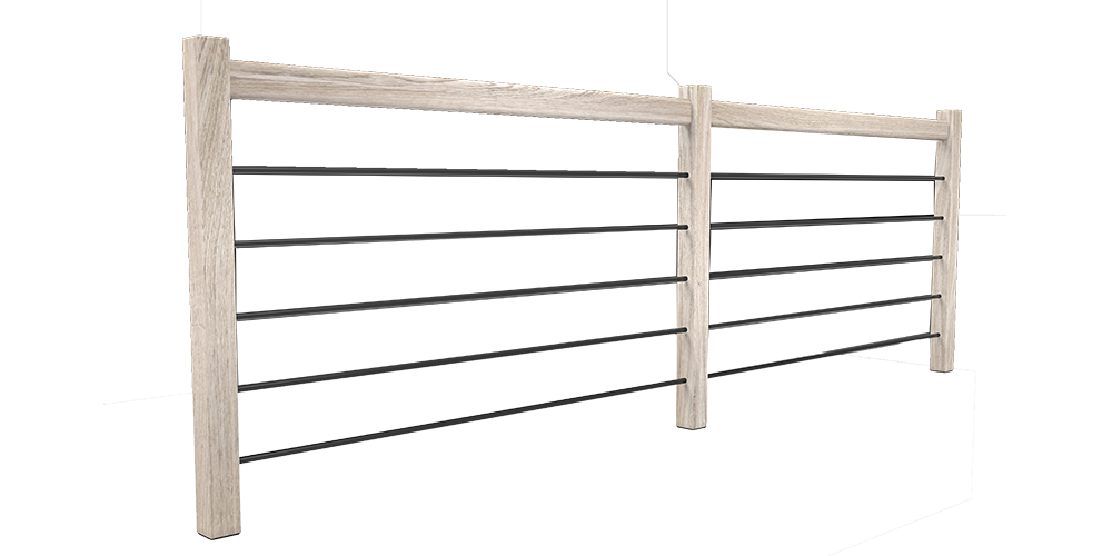 Trendy Eco Chêne garde-corps Alu Ral 9005 Noir Mat - 320 cm