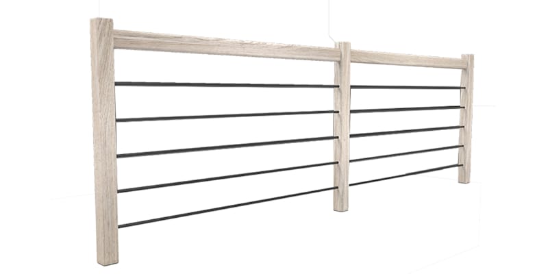 Trendy Eco Chêne garde-corps Alu Ral 9005 Noir Mat - 320 cm