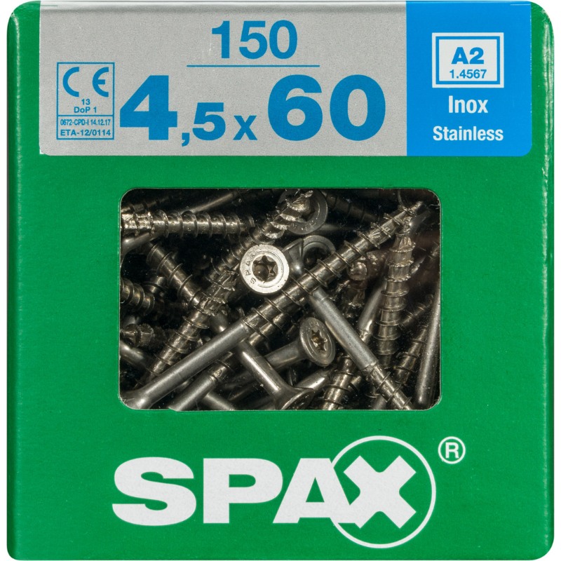 SPAX vis T-STAR+ A2 inox - 4,5x60 XL (bte 150 pces)