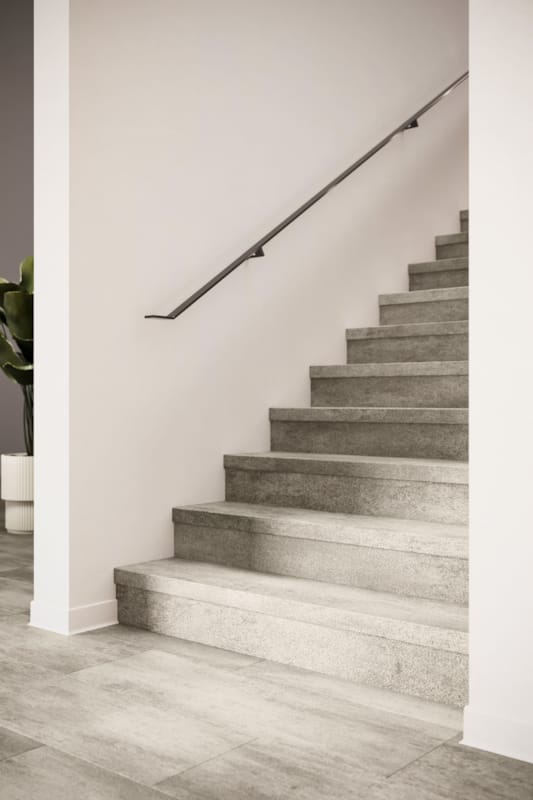 Nez de marche + profile alu - Maestro Steps Solid - Mercurius grey - 10 x 56 x 1000 mm