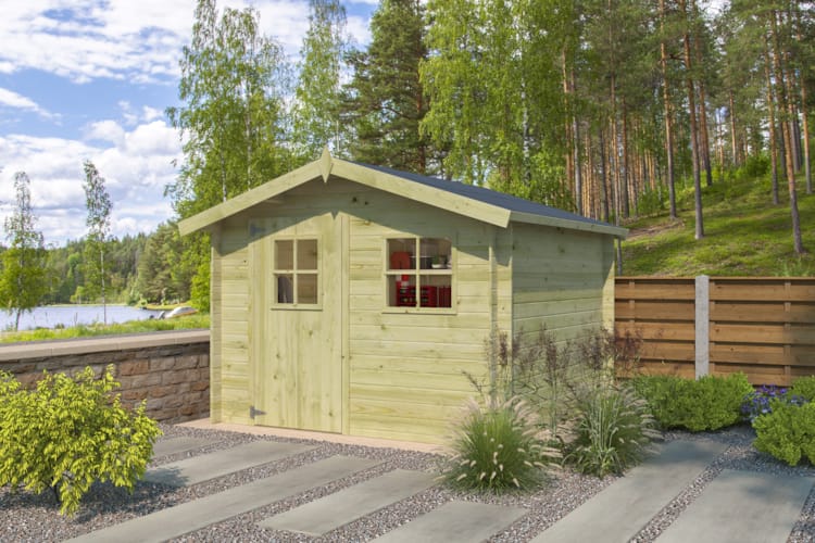 Chalet classique Luzern 19 mm - Traité vert - 265 x 265 cm + auvent 15 cm