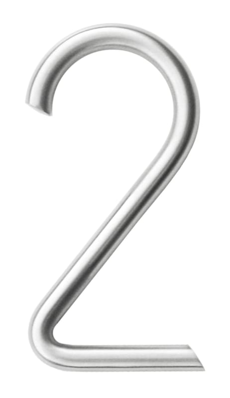 Chiffre 2 arrondi en inox pour façade