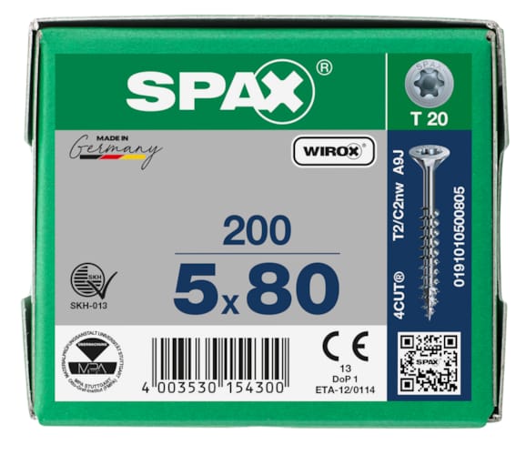 SPAX vis TX WIROX - 5x80 (boite 200 pces)