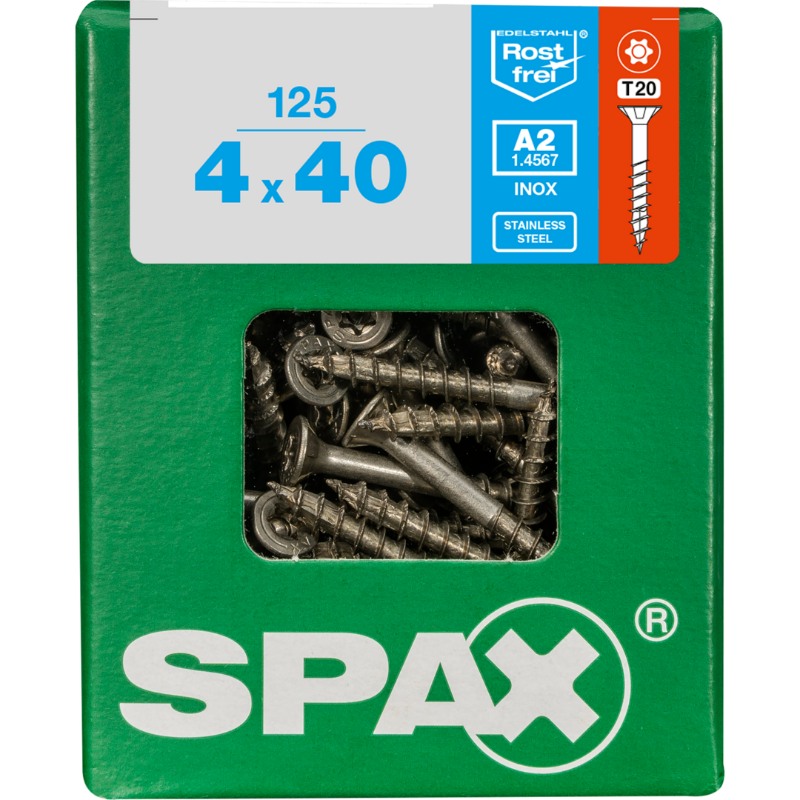 SPAX vis T-STAR+ A2 inox - 4x40 L (bte 125 pces)