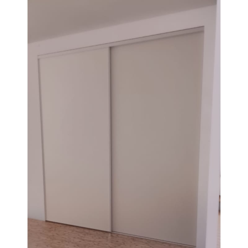 Face de placard Premio - 2800 x 1500 mm - 2 vantaux Blanc perle/profil First Acier Blanc