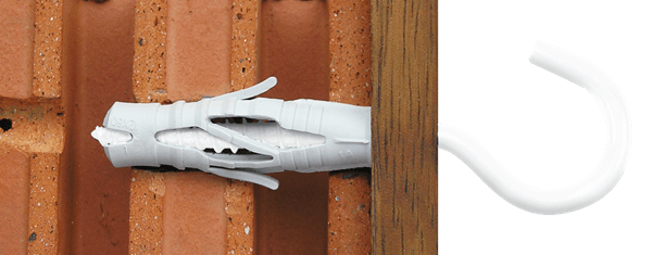 Cheville SMART nylon + crochet "C" epoxy blanc - 6 x 30 (6 pces)